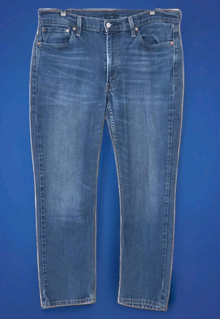 Levis 514 Jeans Men's 38X32 Straight Fit Dark Wash Stretch Distressed Denim